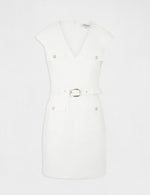 שמלת חגורה לנשים בצבע OFF WHITE - MASHBIR//365