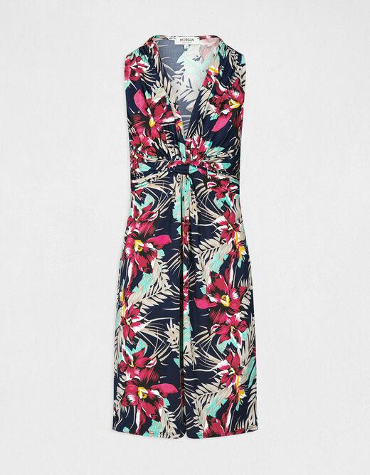 שמלת מיני עם הדפס פרחים בצבע נייבי - MASHBIR//365