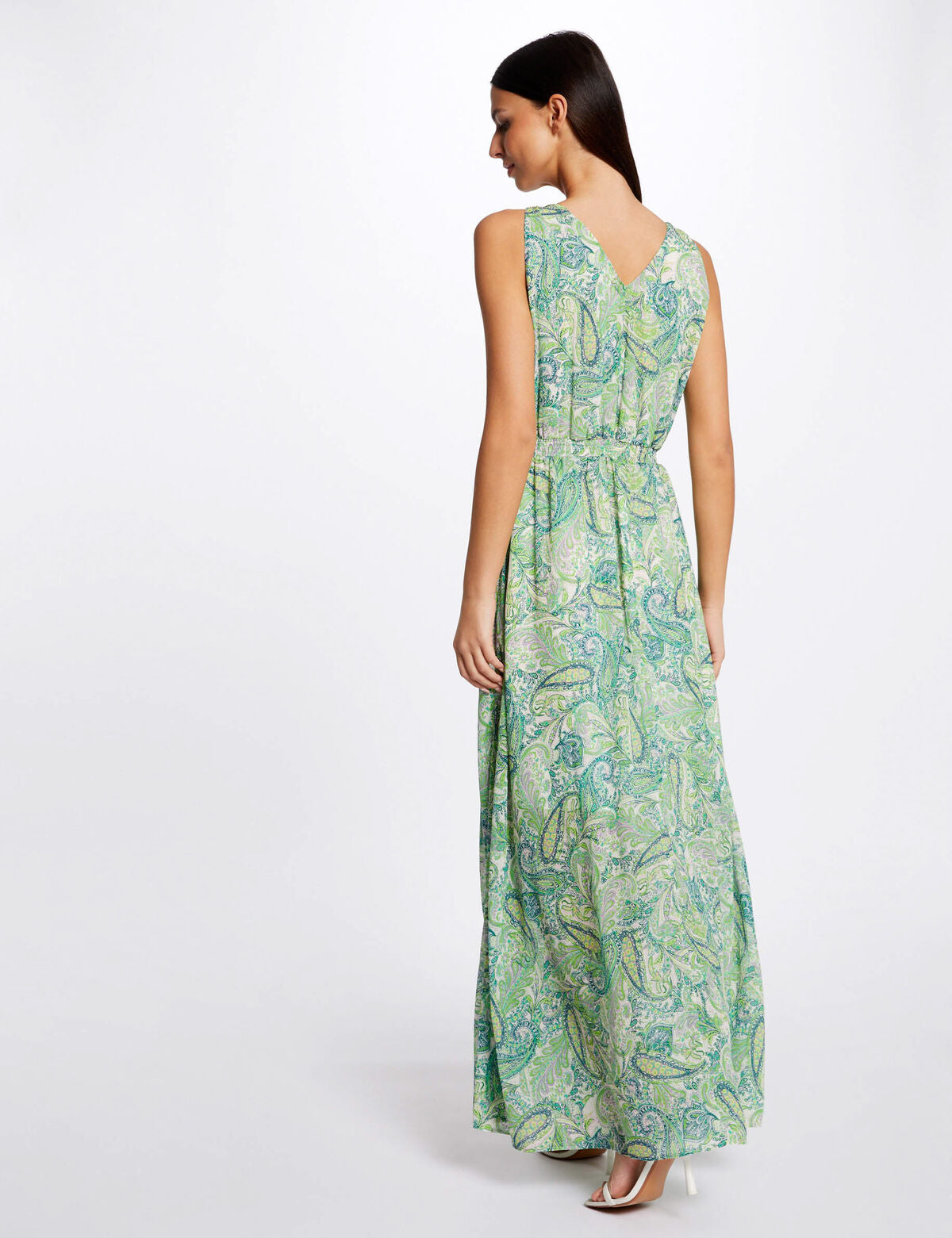 שמלת מקסי בשילוב גווני ירוק