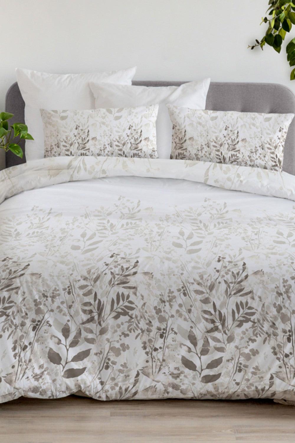 סט מצעים מיטה וחצי 120/200 ס"מ כותנה גוון לבן ואפור דגם ולרי