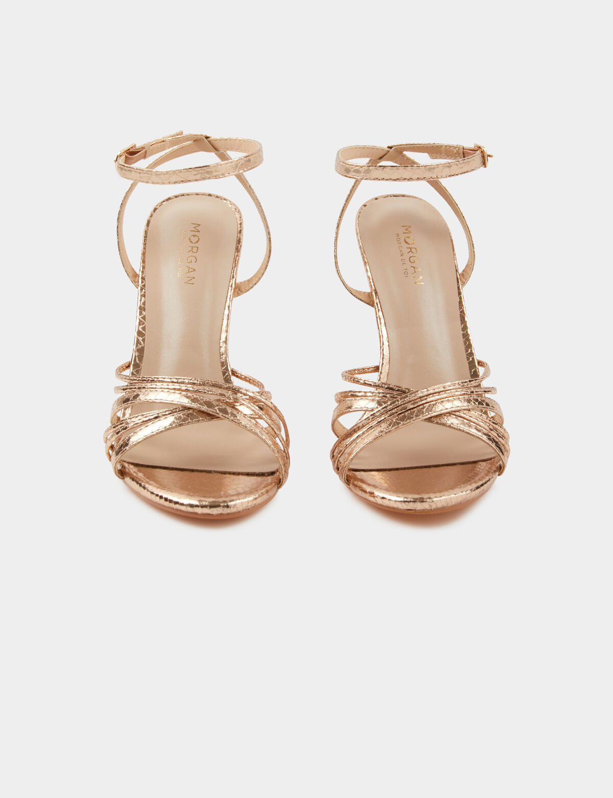 סנדלי עקב בצבע זהב