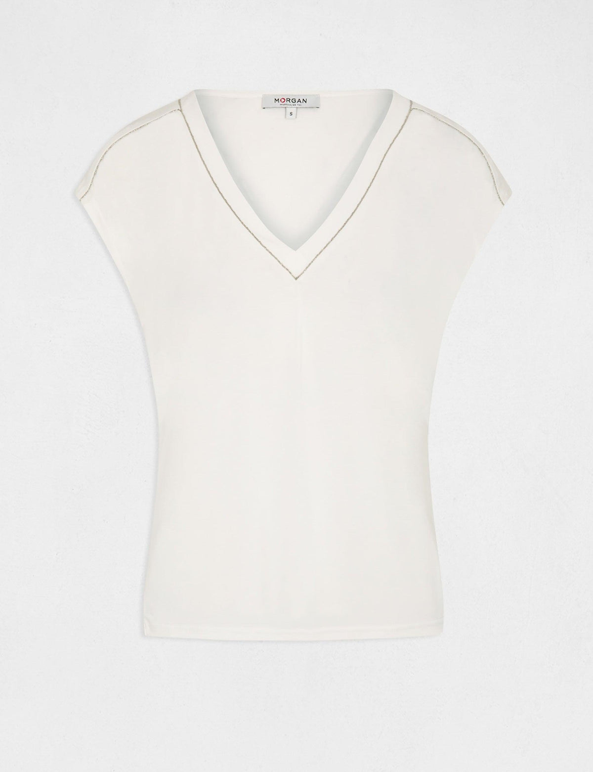 טישירט קצרה לנשים בצבע OFF WHITE - MASHBIR//365