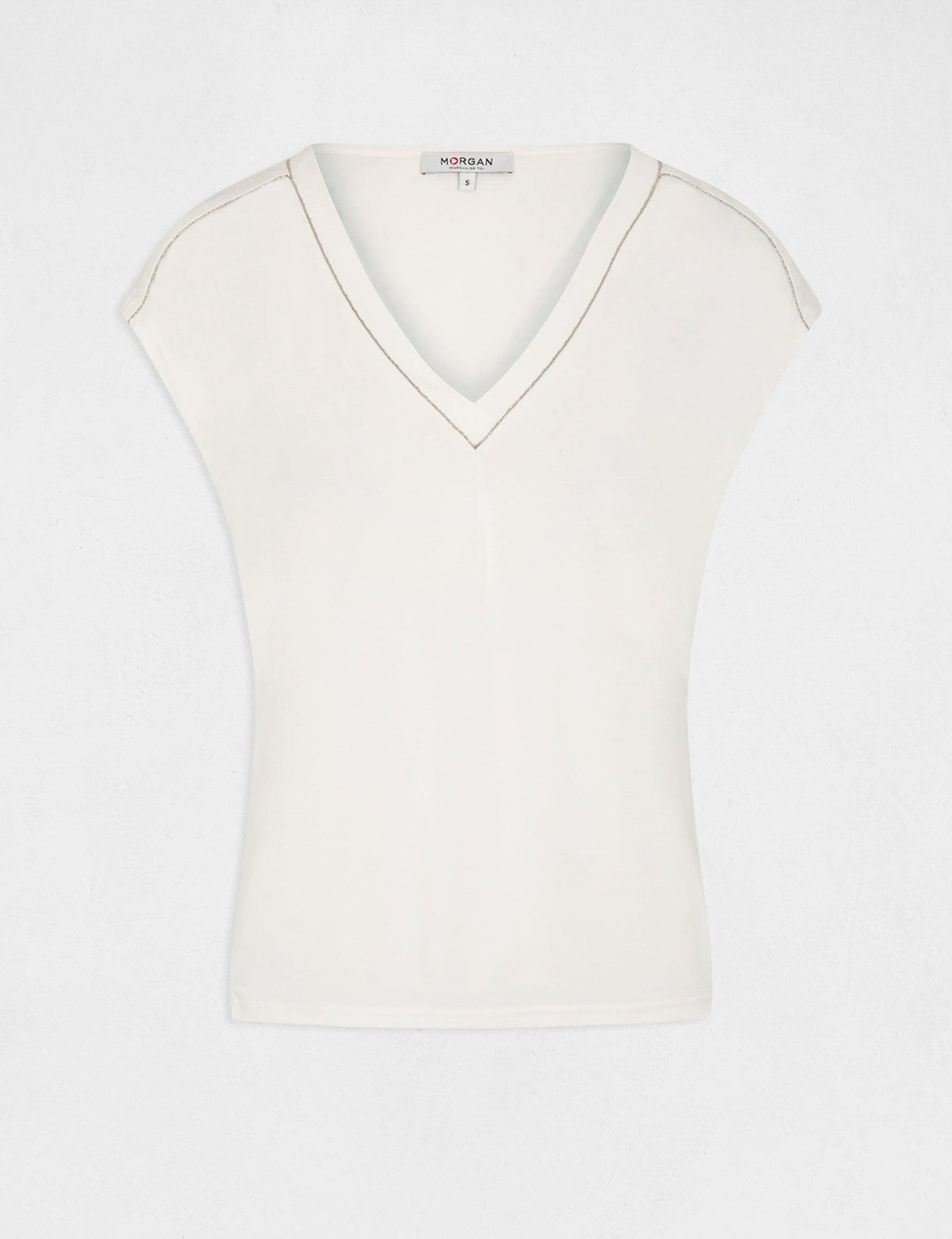 טישירט קצרה לנשים בצבע OFF WHITE - MASHBIR//365