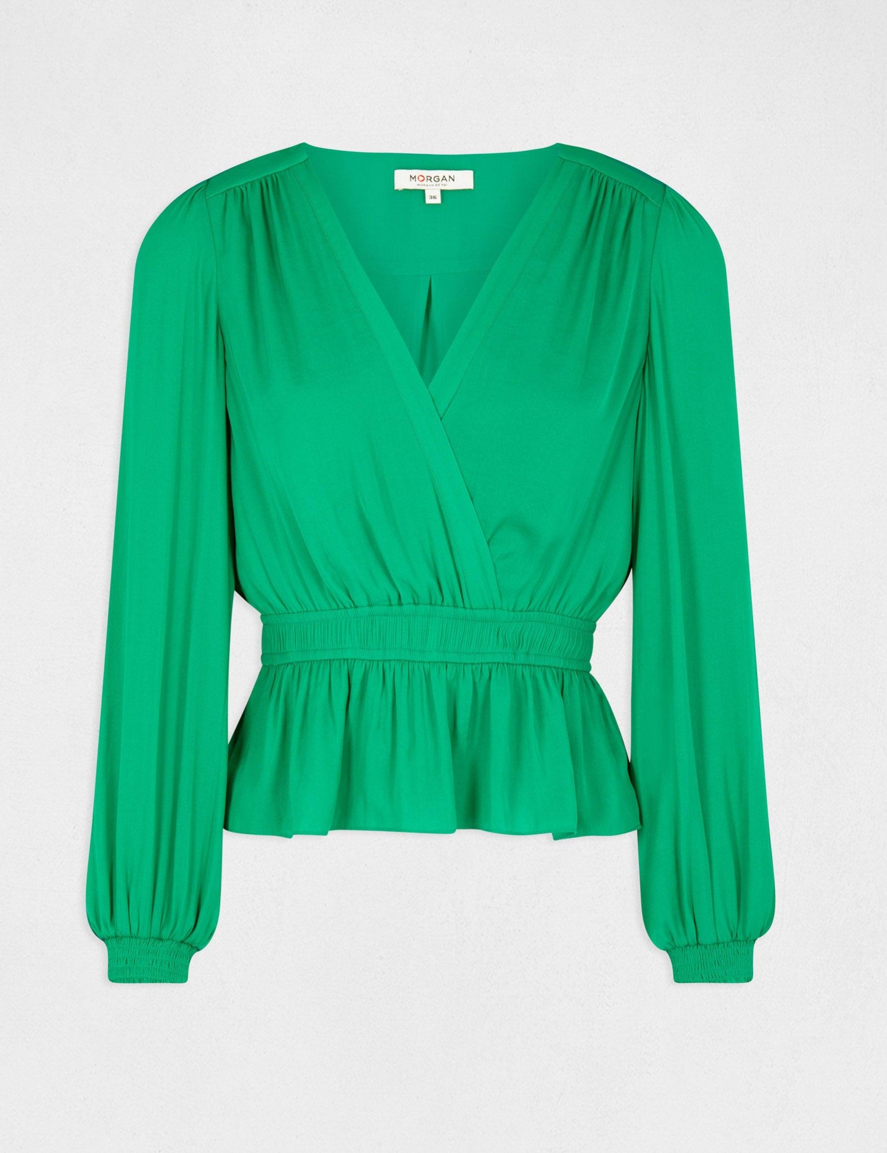 חולצת מעטפת לנשים בצבע ירוק - MASHBIR//365