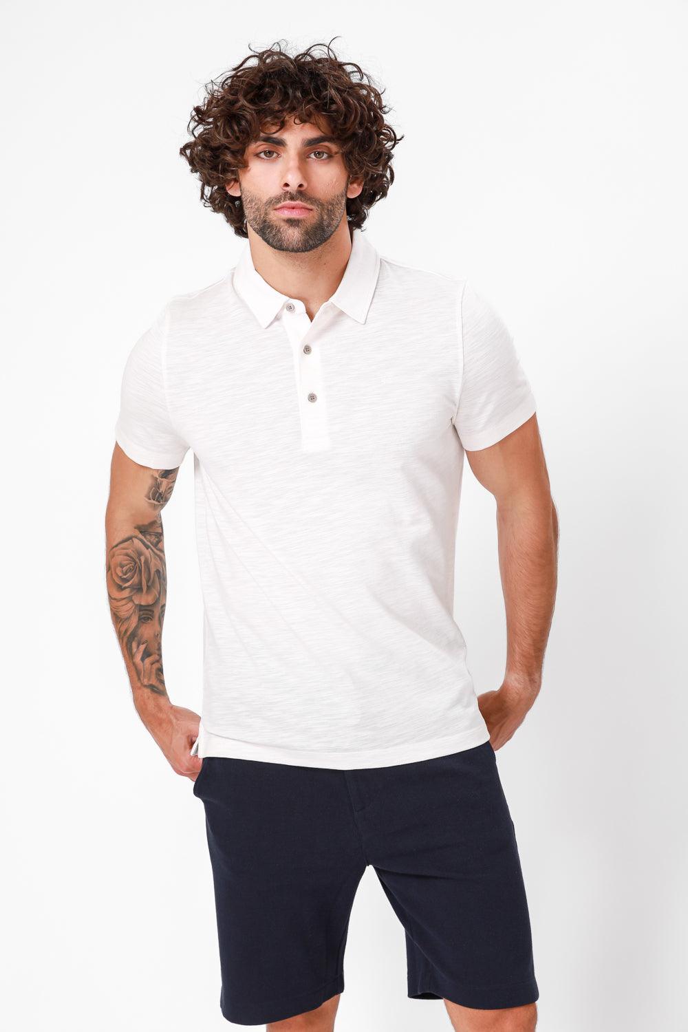חולצת קצרה פולו צבע לבן - MASHBIR//365