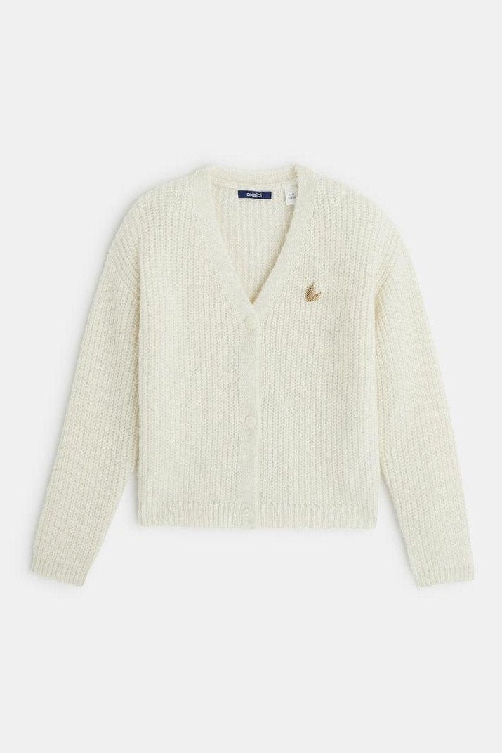 סוודר קרדיגן בצבע לבן לילדות - MASHBIR//365