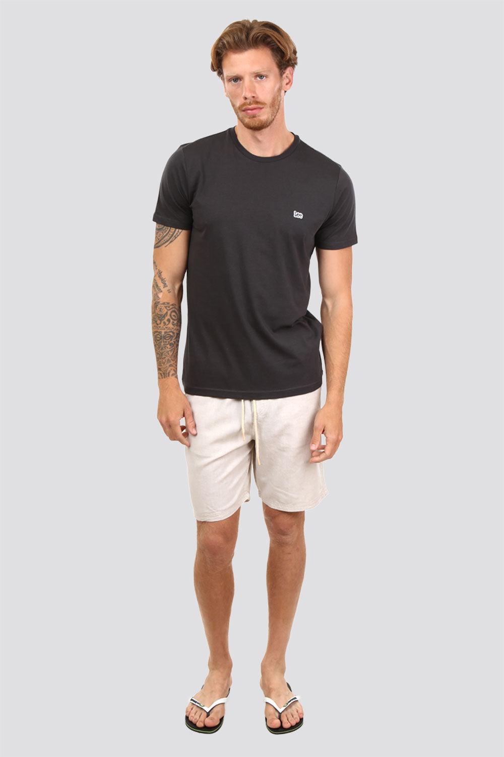 טישירט אפור כהה לוגו רקום - MASHBIR//365