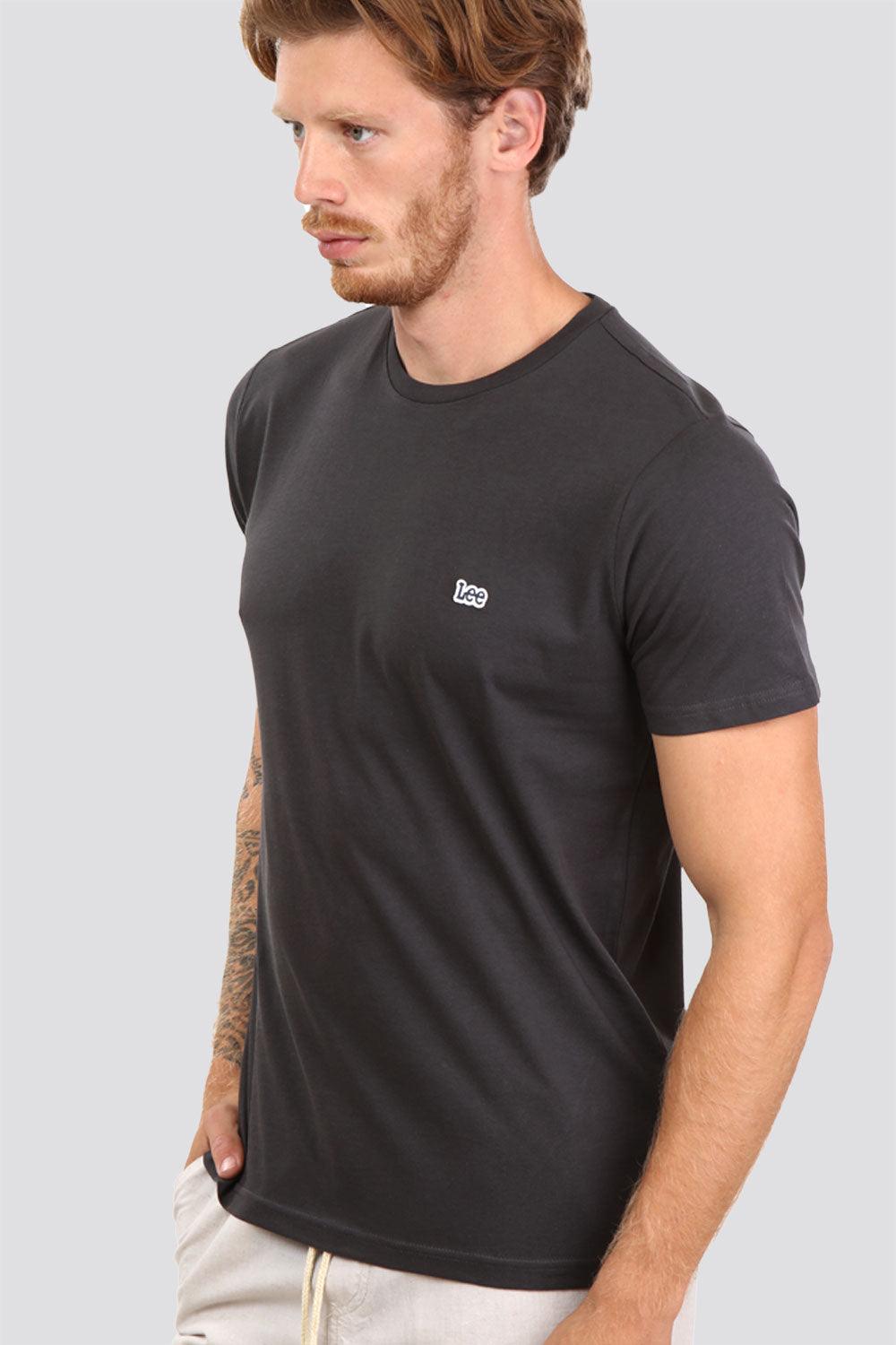 טישירט אפור כהה לוגו רקום - MASHBIR//365