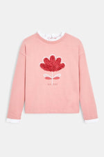 סווטשירט עם צווארון מלמלה בצבע רוז' לילדות - MASHBIR//365