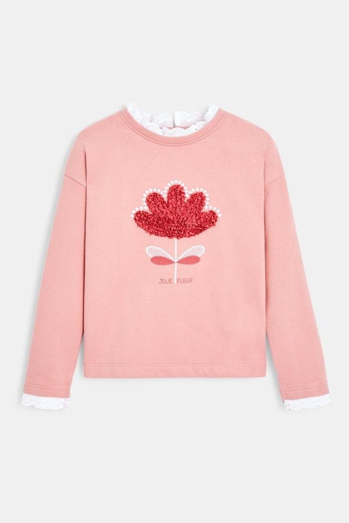 סווטשירט עם צווארון מלמלה בצבע רוז' לילדות - MASHBIR//365