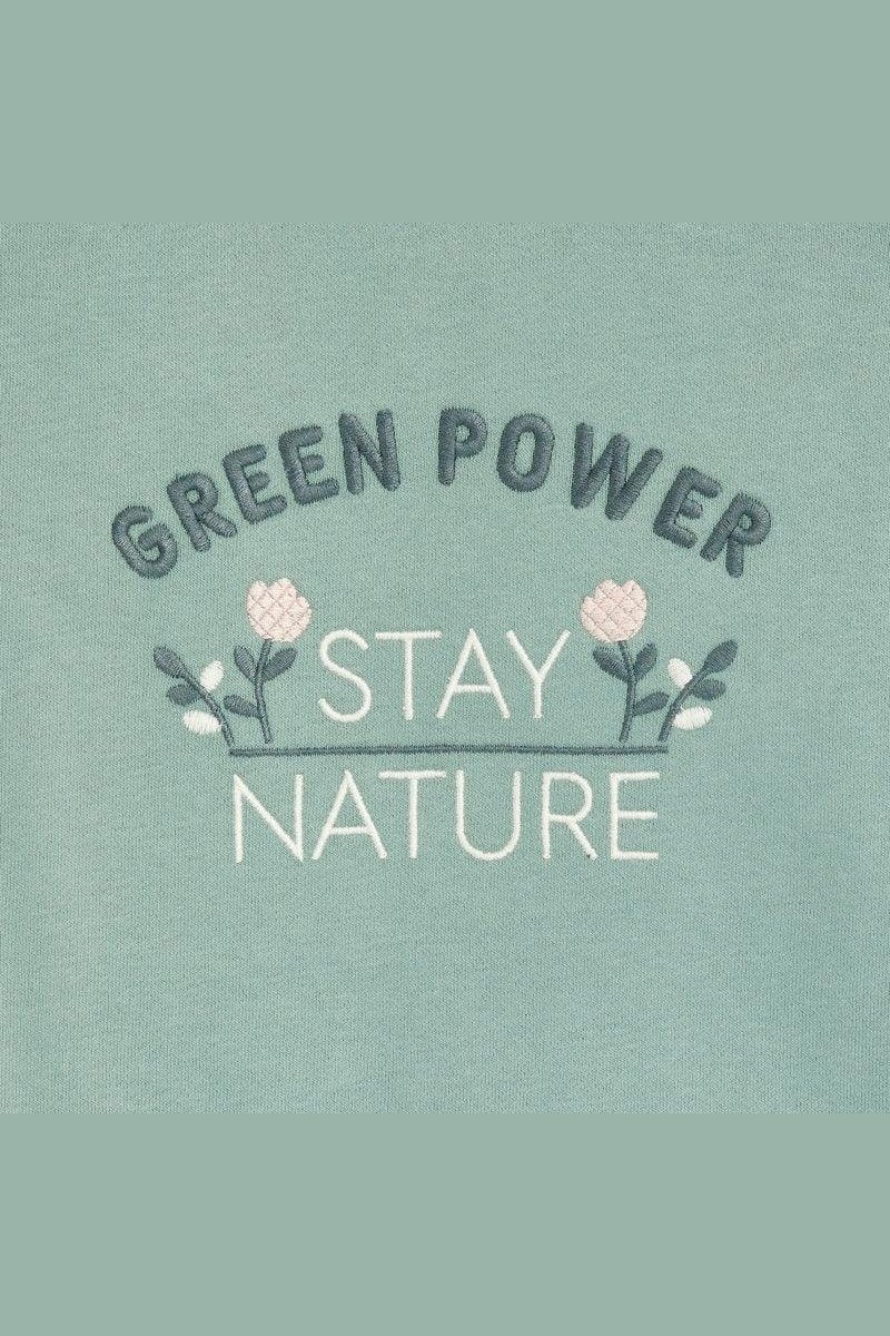 סווטשירט עם צווארון מלמלה בצבע ירוק לילדות - MASHBIR//365