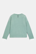 סווטשירט עם צווארון מלמלה בצבע ירוק לילדות - MASHBIR//365