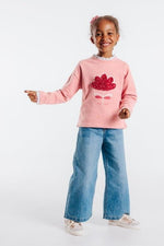 סווטשירט עם צווארון מלמלה בצבע רוז' לילדות - MASHBIR//365