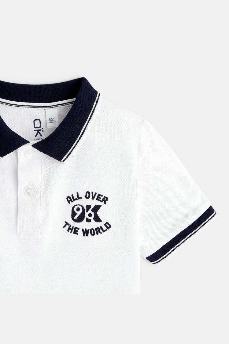 חולצת פולו קצרה לילדים בצבע לבן - MASHBIR//365
