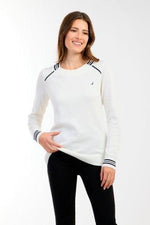 סריג צווארון עגול עם לוגו רקמה בצבע לבן - MASHBIR//365