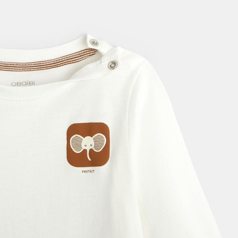 טישירט לבן בעיטור פיל - MASHBIR//365