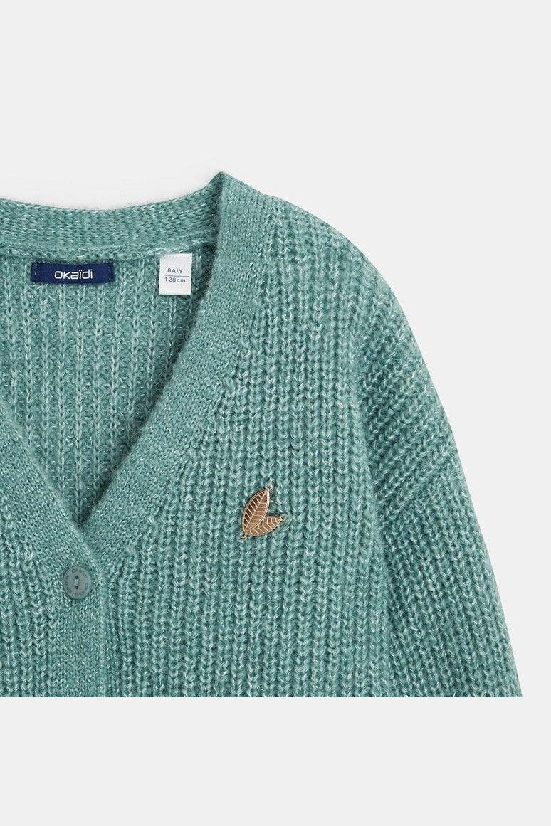 סוודר קרדיגן ירוק לילדות - MASHBIR//365