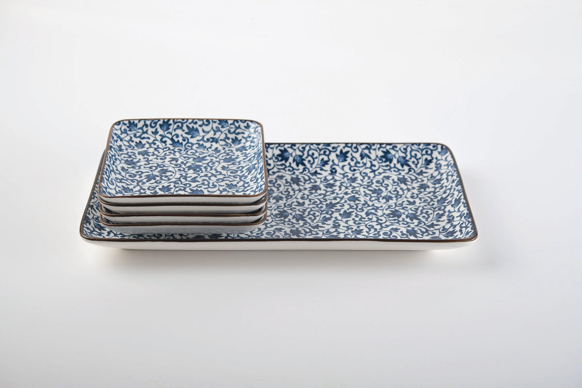 מגש מעוטר פרחי יפן + צלחות - MASHBIR//365