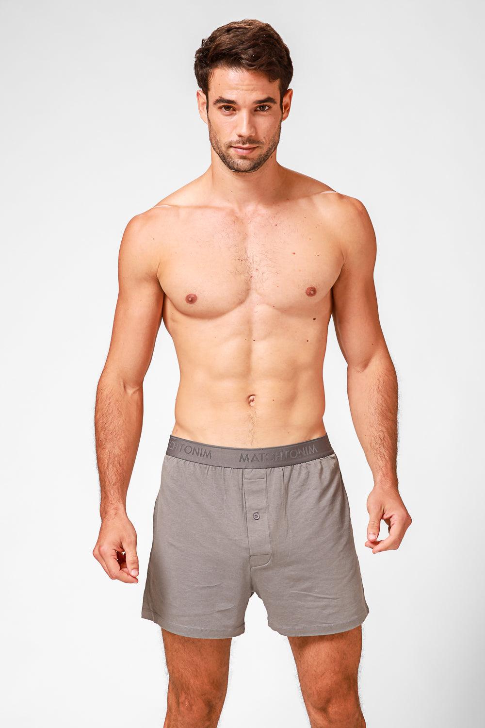 DELTA - 2 תחתוני בוקסר רחבים Matchtonim bamboo נייבי-אפור - MASHBIR//365