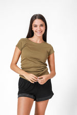 DELTA - 2 חולצות בייסיק קצרות צווארון עגול ירוק זית - MASHBIR//365