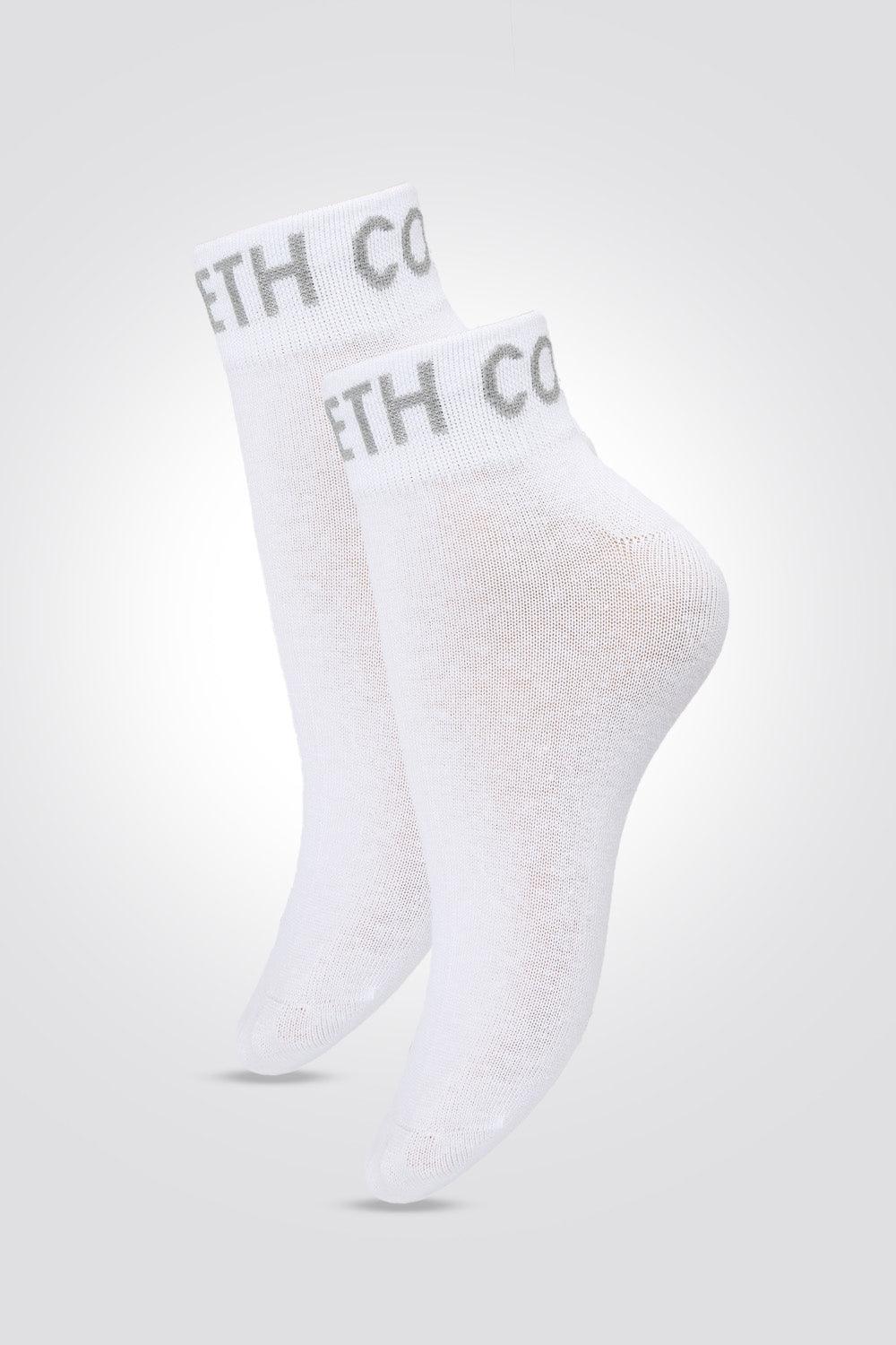 KENNETH COLE - 2 זוגות גרבי לוגו לבן באורך קצר - MASHBIR//365
