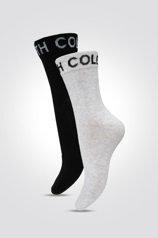 KENNETH COLE - 2 זוגות גרבי לוגו שחור-אפור אורך קלאסי - MASHBIR//365