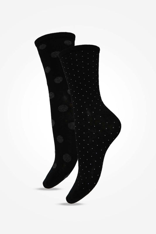 KENNETH COLE - 2 זוגות גרביים אורך קלאסי שחור נקודות - MASHBIR//365