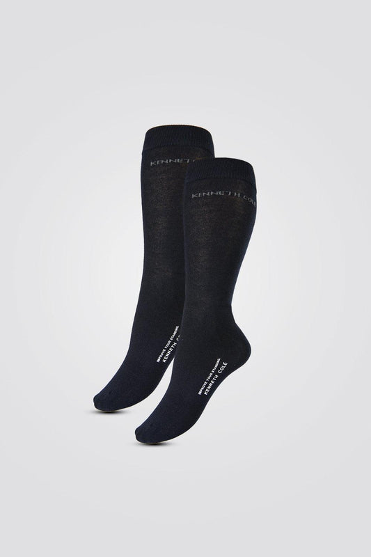 KENNETH COLE - 2 זוגות גרביים לגבר אורך קלאסי לוגו - נייבי - MASHBIR//365