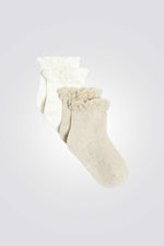 OBAIBI - 2 זוגות גרביים לתינוקות בצבע לבן וזהב - MASHBIR//365