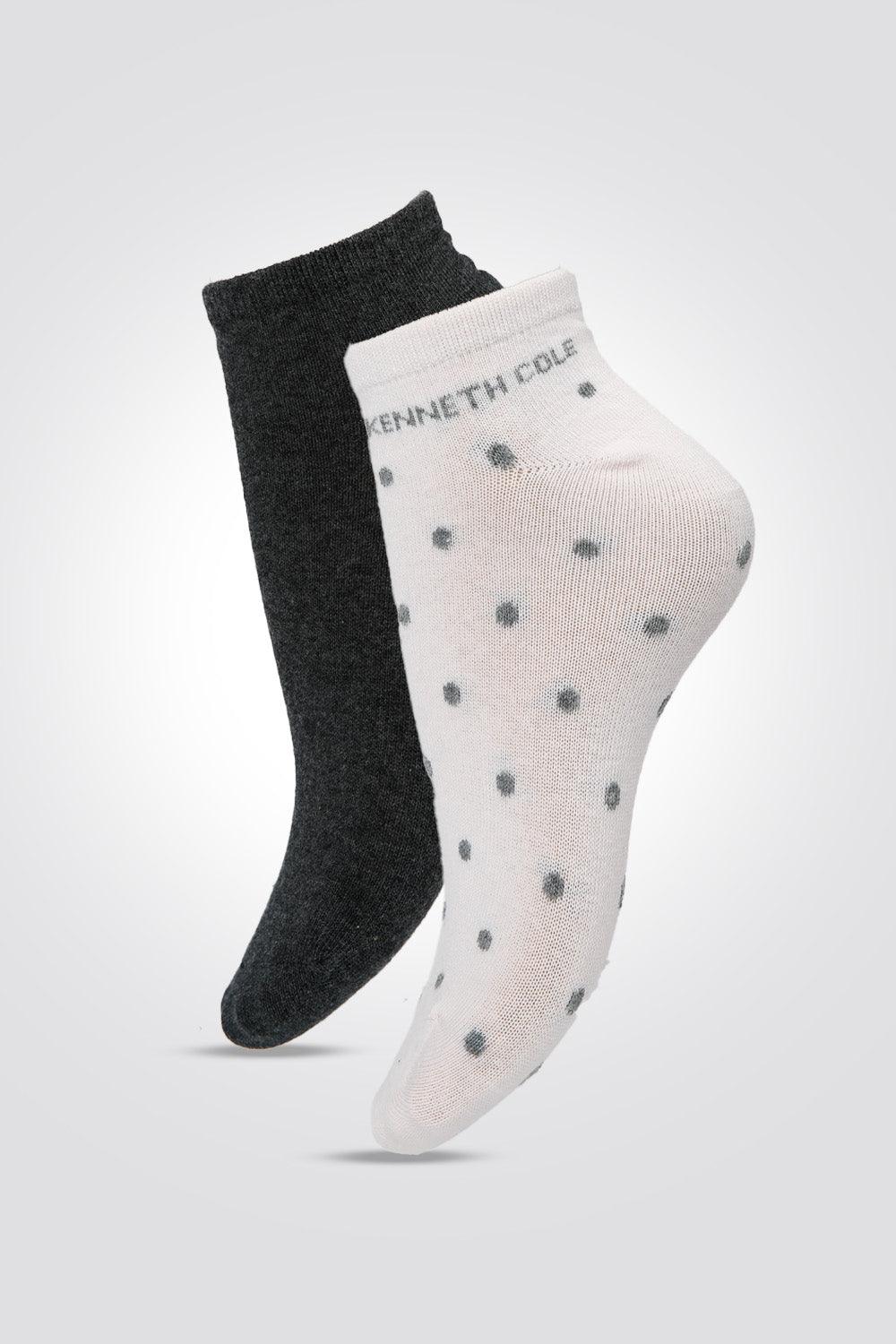 KENNETH COLE - 2 זוגות קרסוליות אפור-ורוד נקודות - MASHBIR//365