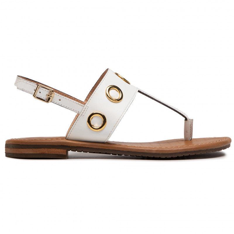 סנדלי אצבע מעור בצבע לבן - MASHBIR//365