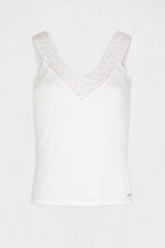 גופיית נשים עם רצועות תחרה בצבע לבן - MASHBIR//365