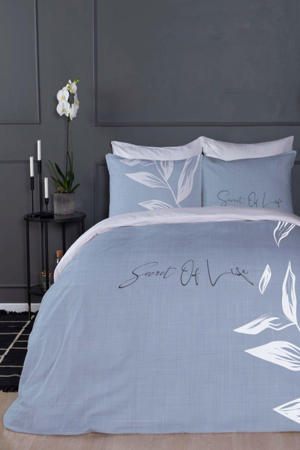 סט מצעים יחיד 90/200 כותנה סאטן דגם מריאנה גוון תכלת - MASHBIR//365