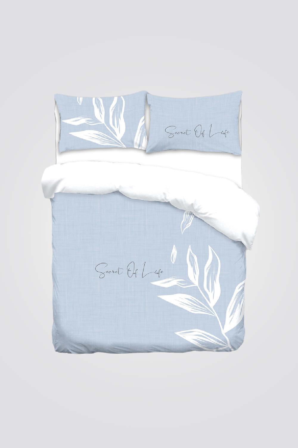 סט מצעים זוגי רחב 180/200 כותנה סאטן דגם מריאנה גוון תכלת - MASHBIR//365