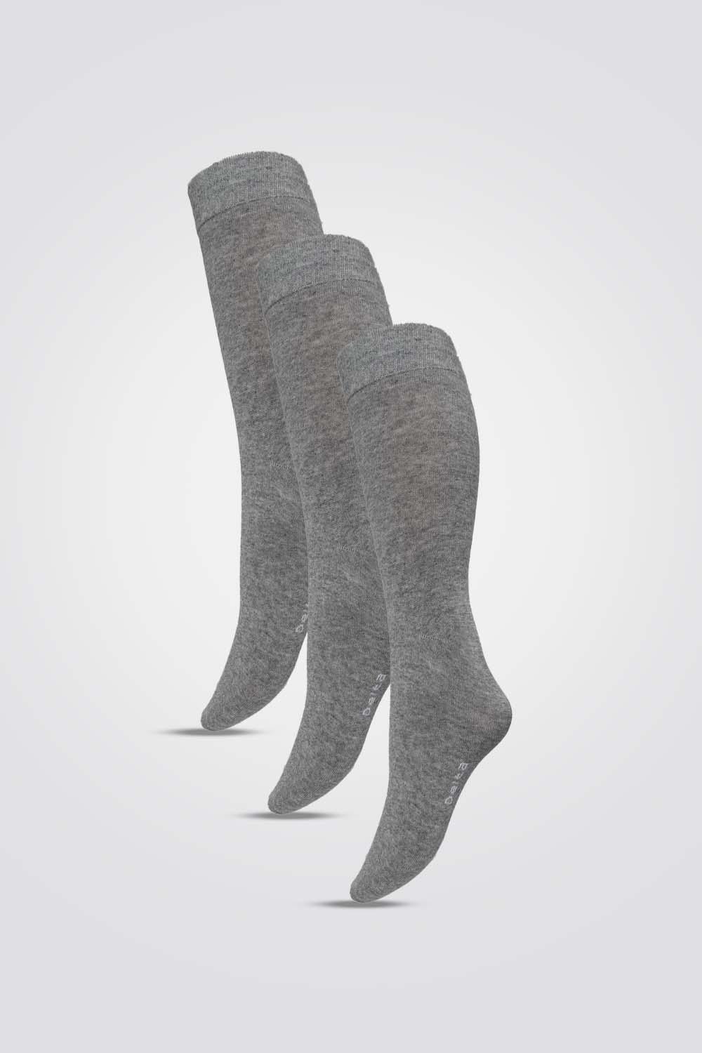 DELTA - 3 זוגות גרביים לגברים אורך רגיל אפור - MASHBIR//365