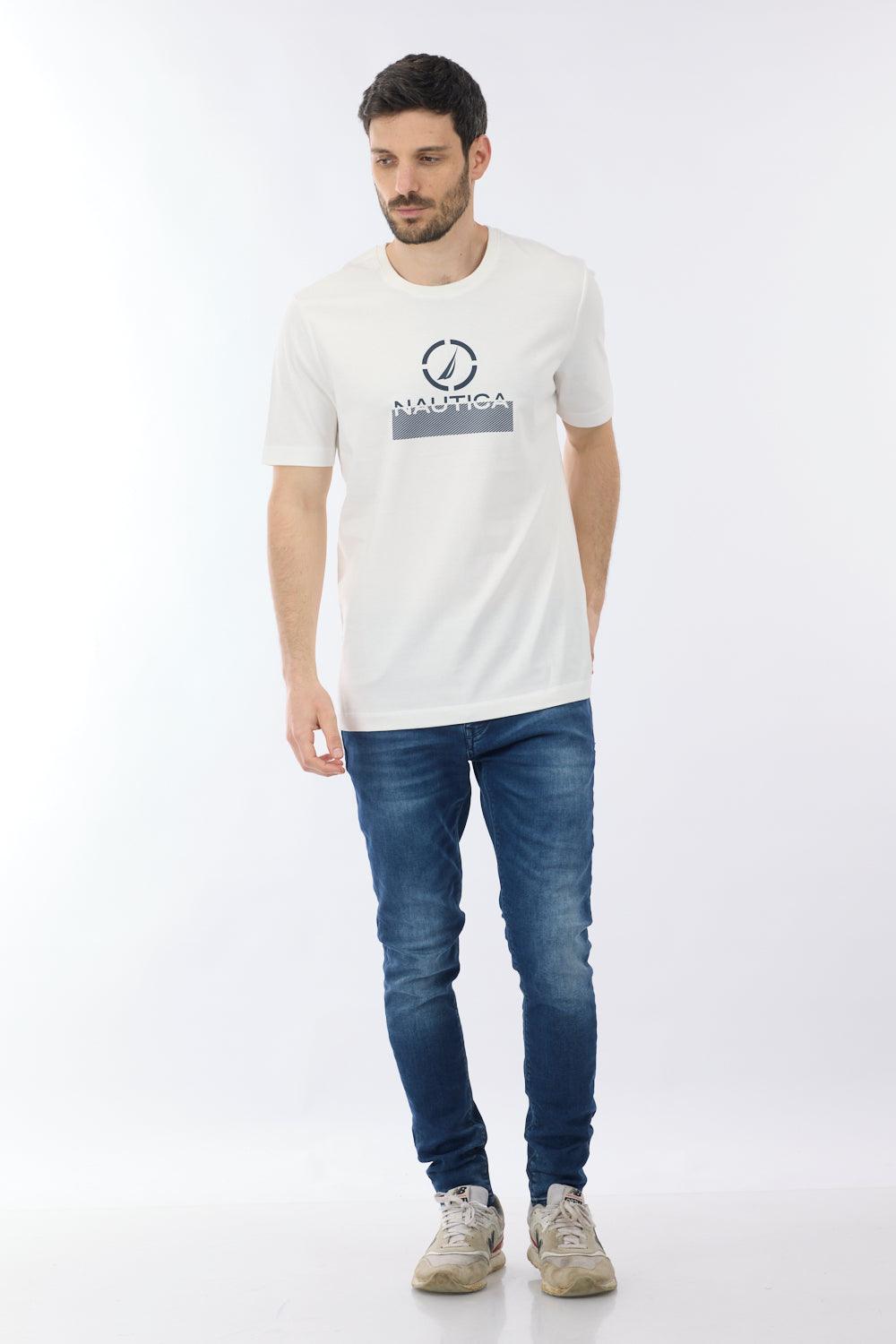 טישירט בהדפס לוגו בצבע קרם - MASHBIR//365