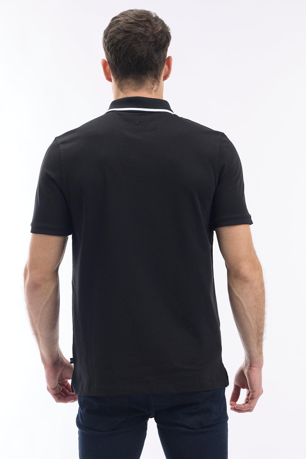 חולצת פולו עם פס צווארון ולוגו בצבע שחור - MASHBIR//365