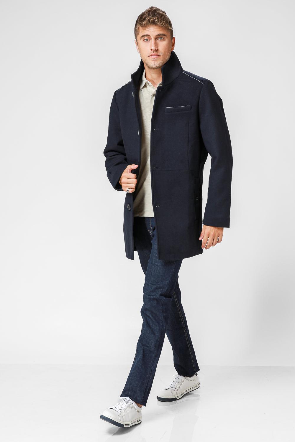 מעיל מחוייט ארוך בצבע נייבי - MASHBIR//365