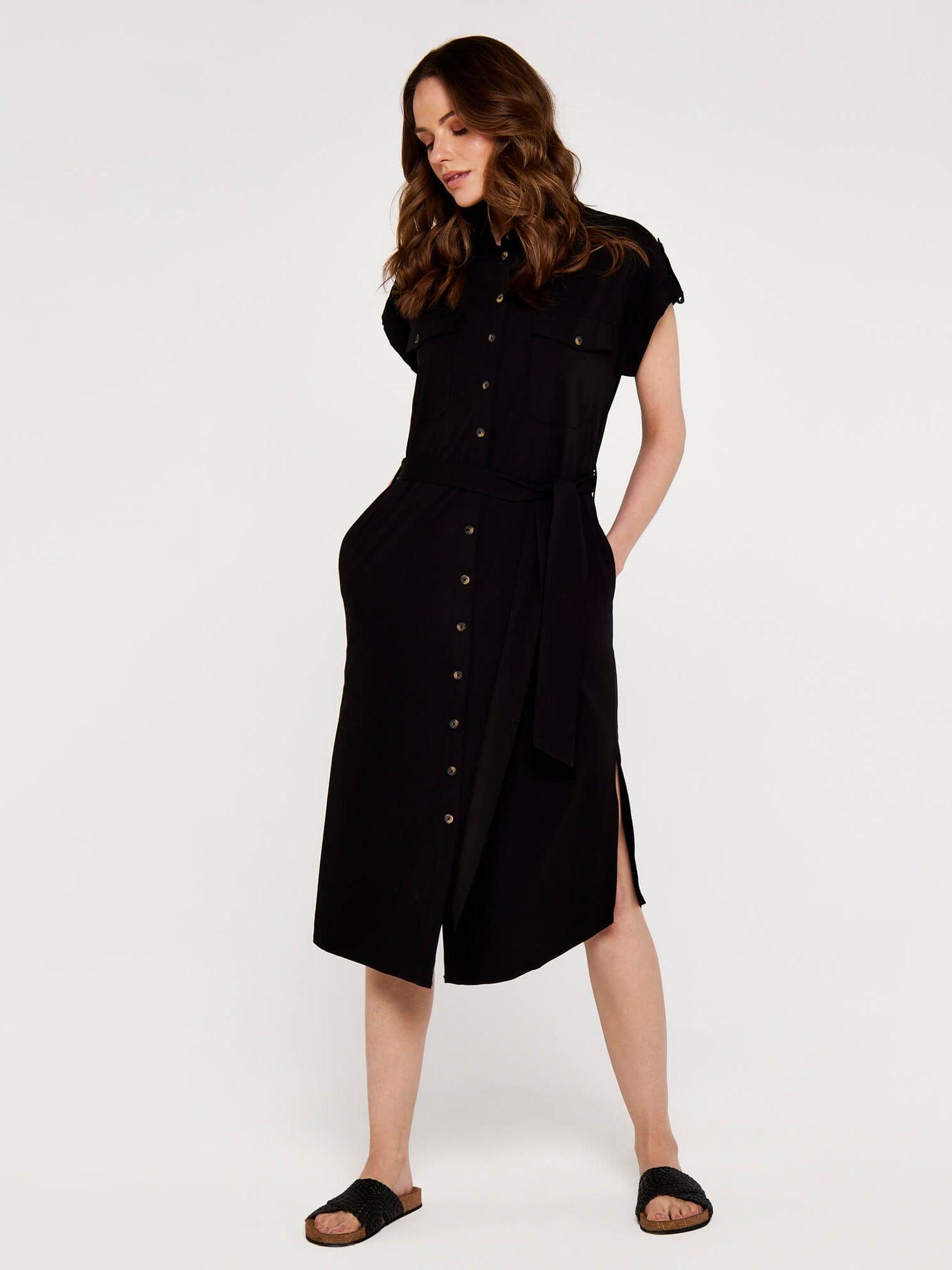 שמלת כפתורים בצבע שחור - MASHBIR//365