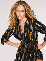 שמלה קצרה עם רוכסן בשילוב צבעים - MASHBIR//365