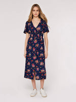 שמלה פרחונית נייבי בשילוב צבעים - MASHBIR//365