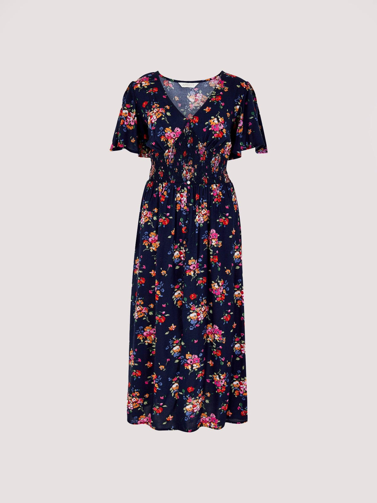 שמלה פרחונית נייבי בשילוב צבעים - MASHBIR//365