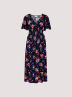 שמלה פרחונית נייבי בשילוב צבעים - MASHBIR//365