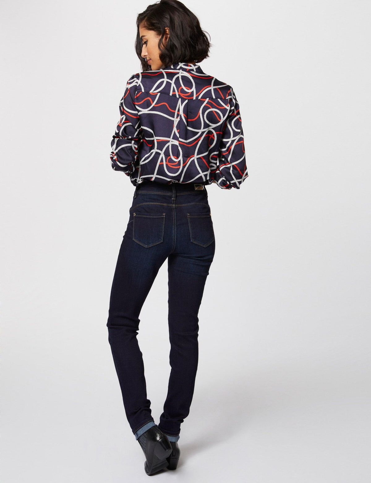 ג'ינס גבוה צבע כחול כהה - MASHBIR//365