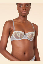 חזיית טול מעוטרת רקמה ללא ריפוד BONHEUR תכלת - MASHBIR//365