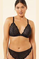 חזיית משולשים בעיטור שרשרת EXQUISE שחור - MASHBIR//365