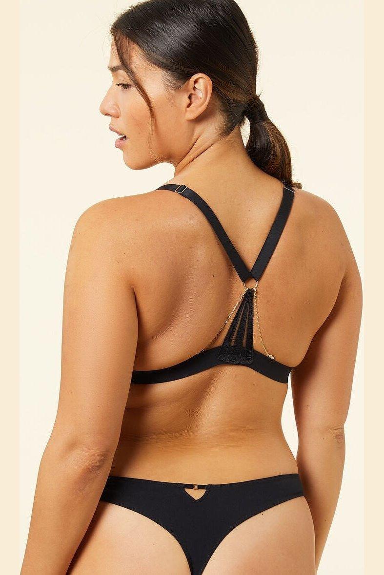 חזיית משולשים בעיטור שרשרת EXQUISE שחור - MASHBIR//365