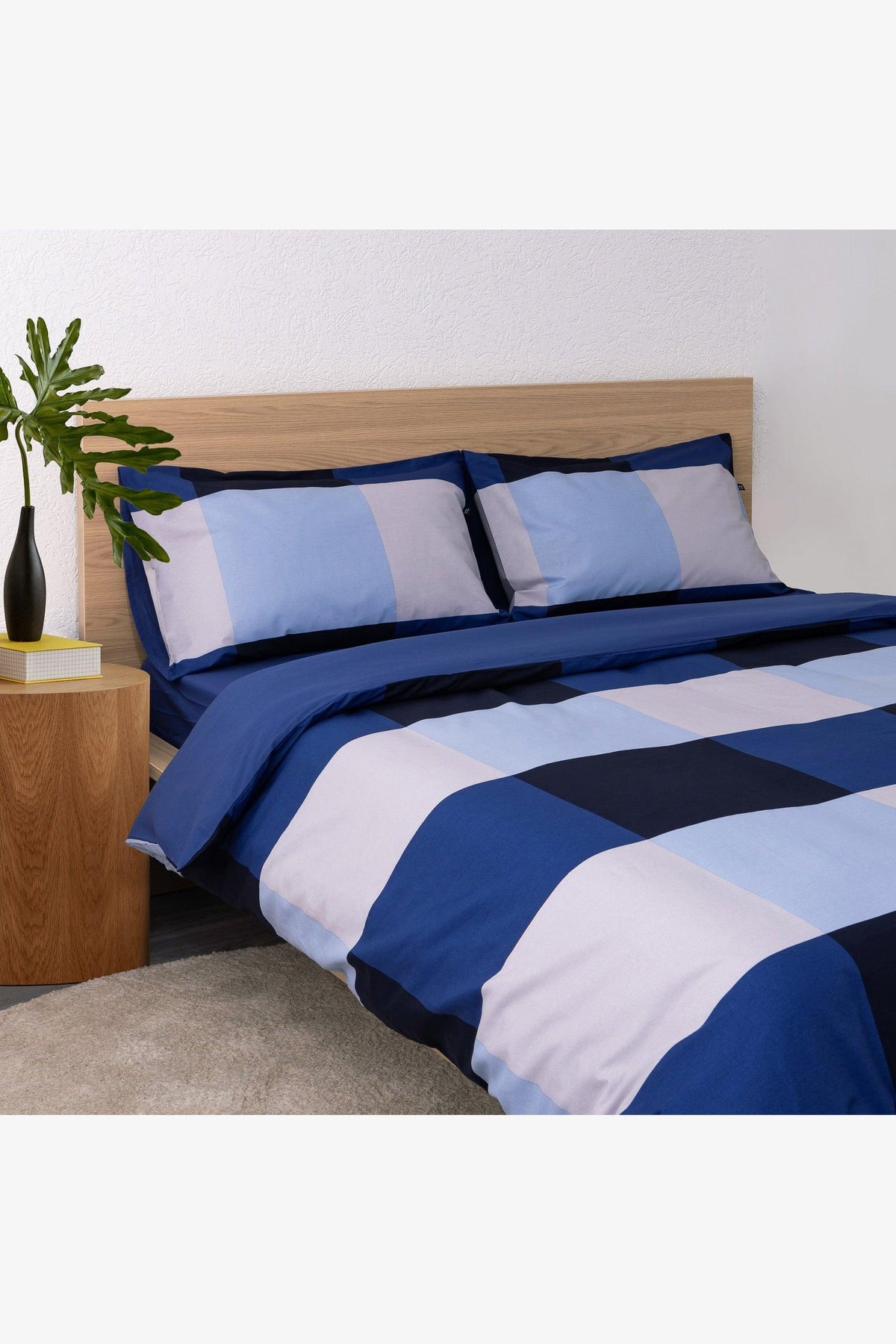 סט מצעים 180/200 משבצות כותנה למיטה זוגית רחבה - MASHBIR//365