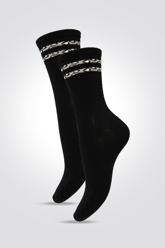 2 זוגות גרביים אורך קלאסי שחור פס מנומר - MASHBIR//365