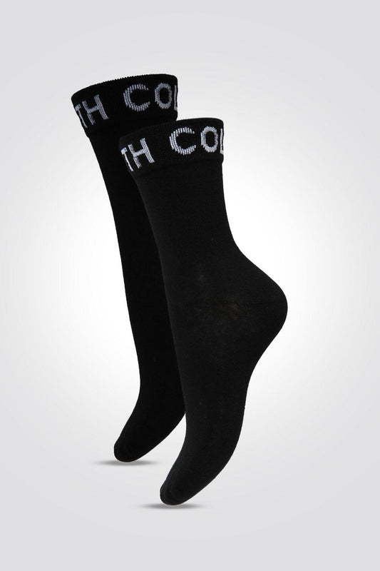 2 זוגות גרבי לוגו שחורות אורך קלאסי - MASHBIR//365